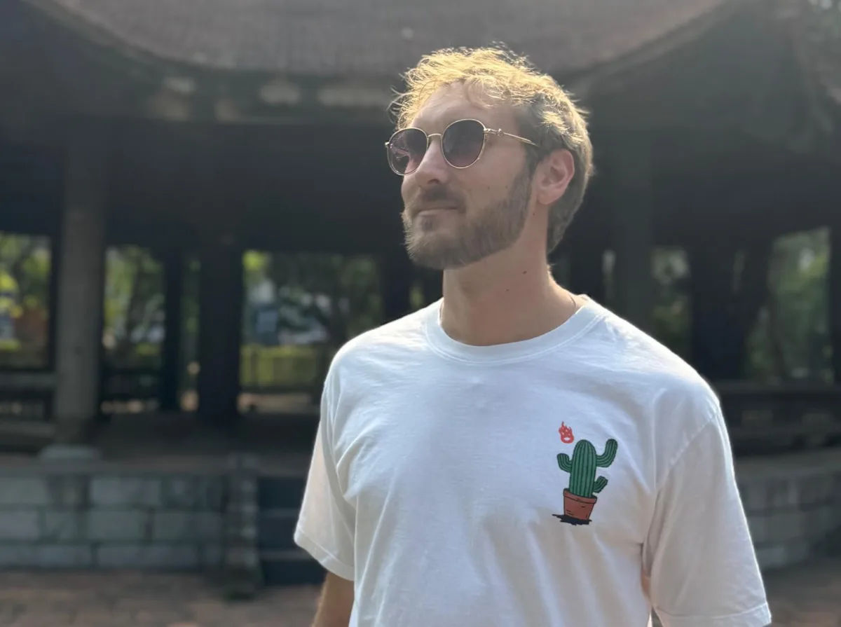 Nick Berns wearing sunglasses outdoors